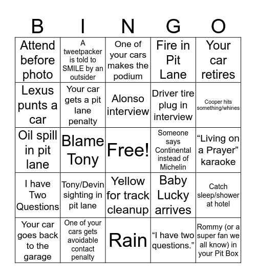 2019 Bingo Card