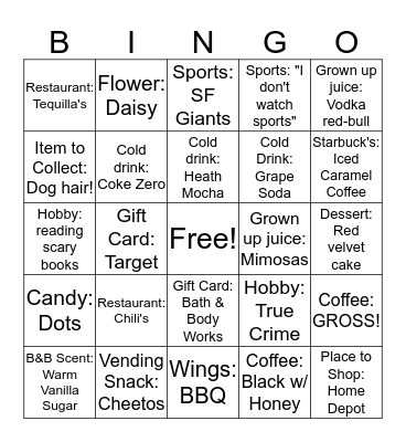 My Favorite Bingo Card