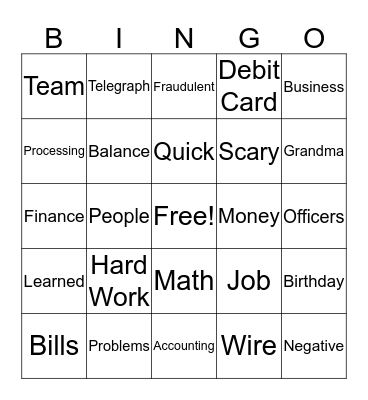 Deposit Operations Bingo Card