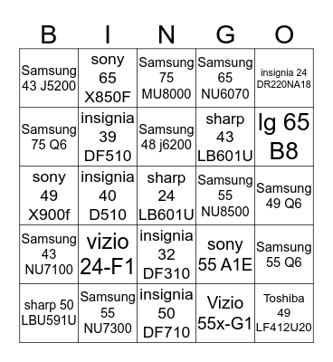 Best Buy Open Box Bingo Card