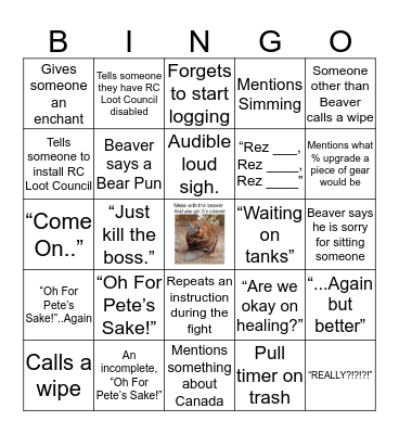 Beaver Bingo Card