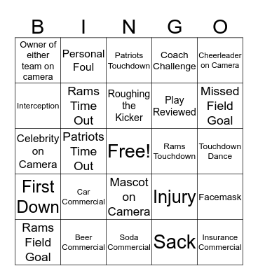 Marly Bird 2019 Game Day Bingo Card