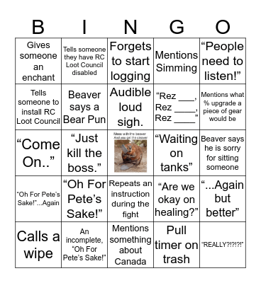 Beâver Bingo! Bingo Card