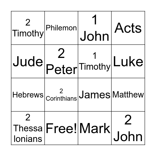 Books of the New Testament Bingo Card