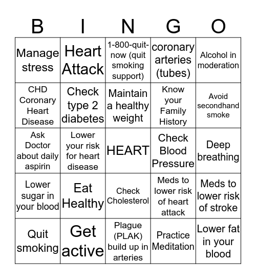 February Heart Bingo Card