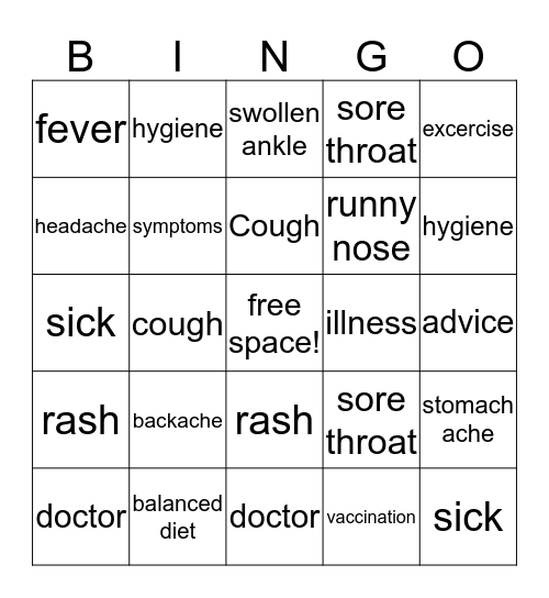 under the weather Bingo Card