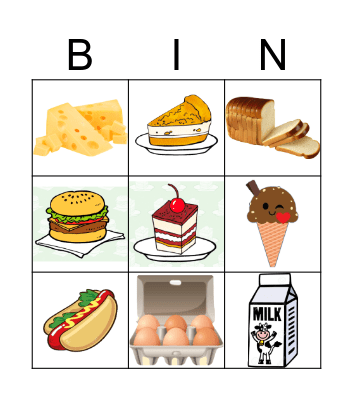 FOOD Bingo Card