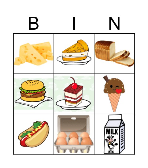 FOOD Bingo Card