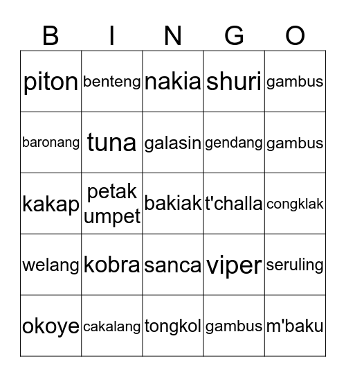 Yibambe Bingo Card