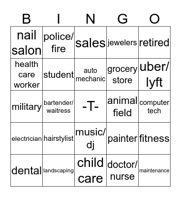 Occupation BINGO Card