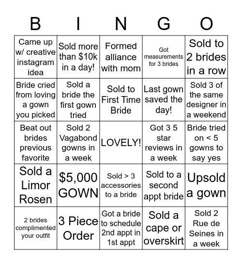 Lovely Bingo Card