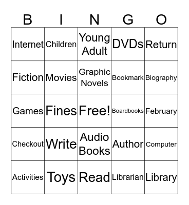 Take Your Child to the Library Day Bingo Card
