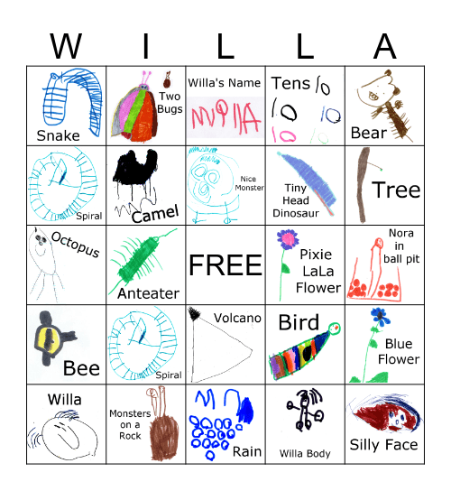 Willa's Four-ocious Birthday BINGO Card