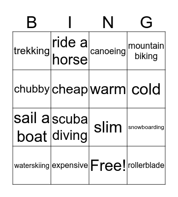 GRADE 6 BINGO Card