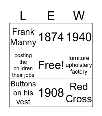 Lewis Hine Bingo Card