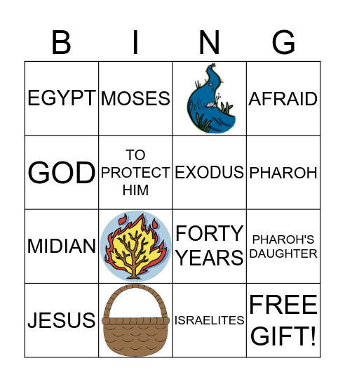 Moses' Journey Bingo Card