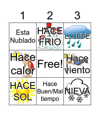 QUE TIEMPO HACE?  Bingo Card