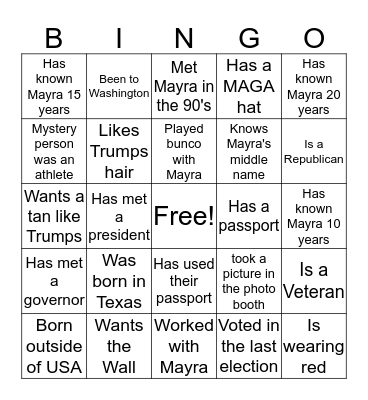 Mayra +USA + LOVE Bingo Card