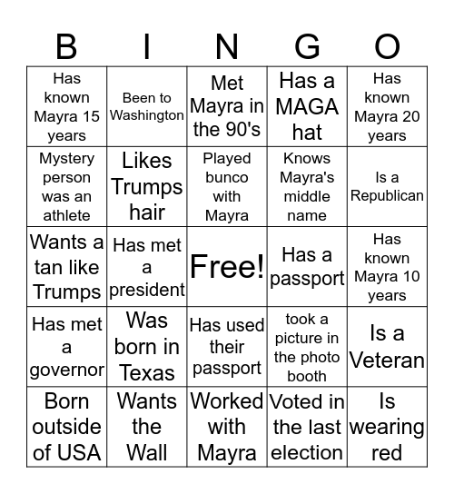 Mayra +USA + LOVE Bingo Card