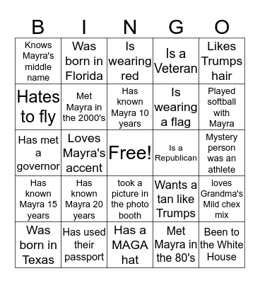 Mayra +USA + LOVE Bingo Card