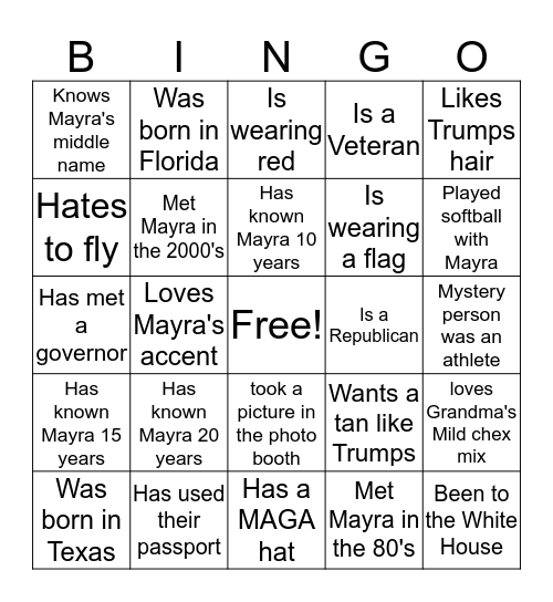 Mayra +USA + LOVE Bingo Card