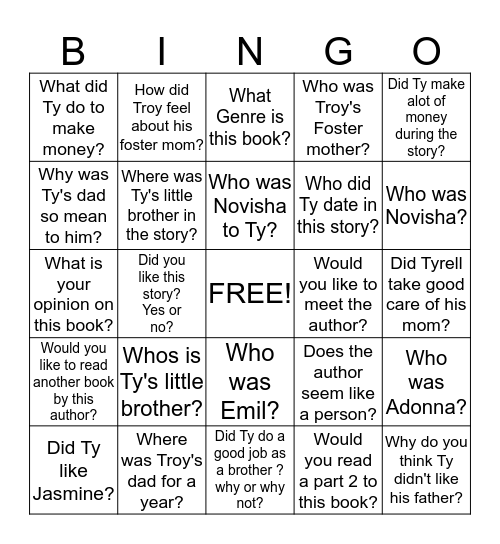 Bronxwood Bingo Game Bingo Card