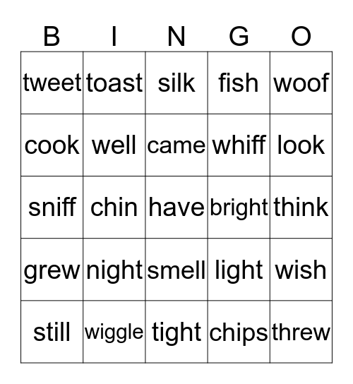 Set 4 Book 5-6 Bingo Card