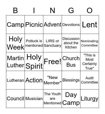 Annual Meeting Bingo Card