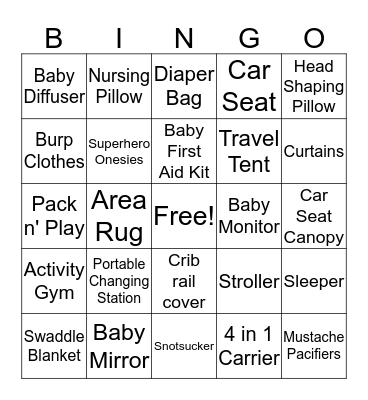 Welcome to Sam's Baby Shower! Bingo Card