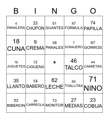 BLANQUI BABY SHOWER Bingo Card