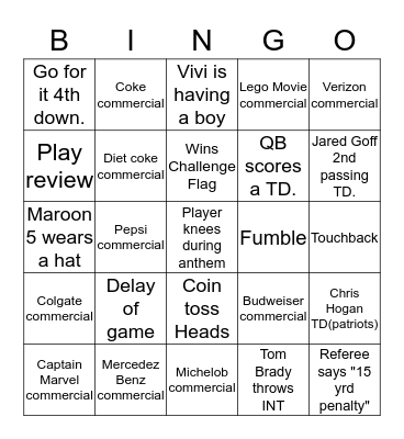 1st Annual Family BINGO Card