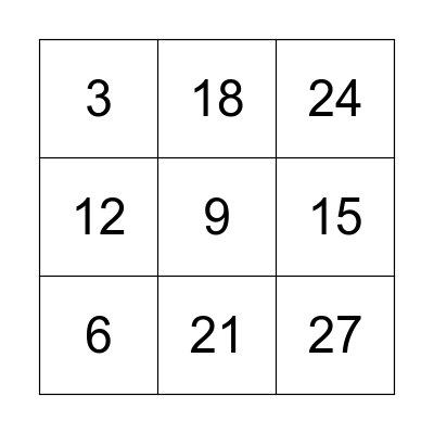 3 Times Table BINGO Card