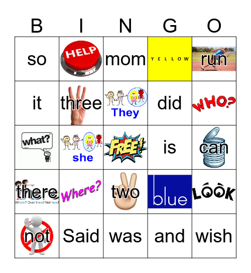 Kinder Sight Words  Bingo Card