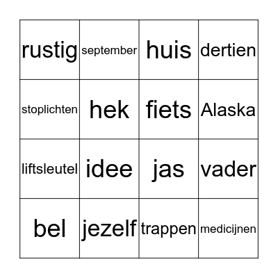 Voorleesbingo Card