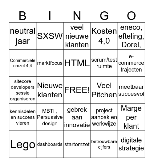 Colours Bingo Card