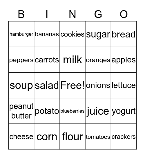 SHOPPING Bingo Card