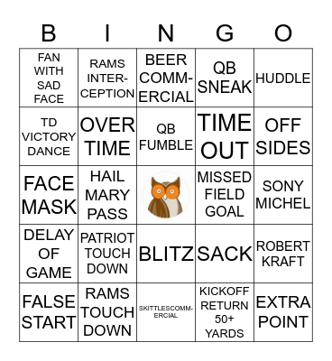 SUPER BOWL BINGO Card