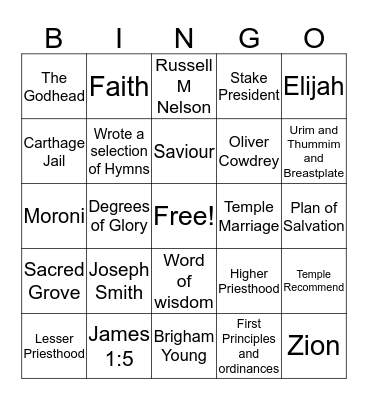 CHURCH HISTORY Bingo Card