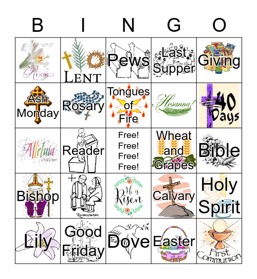 First Communion Bingo Card