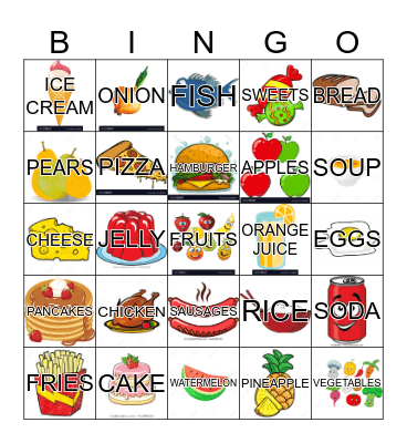 EDGE English FOOD BINGO Card