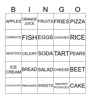 EDGE ENGLISH - FOOD BINGO Card