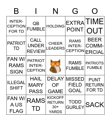 SUPER BOWL BINGO Card