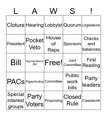 Presidential Approval Bingo Card