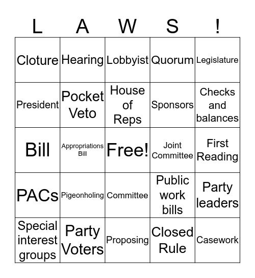 Presidential Approval Bingo Card