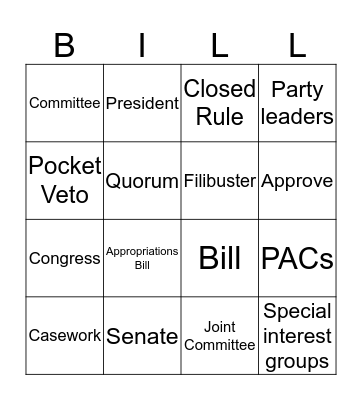 Passed by Congress Bingo Card