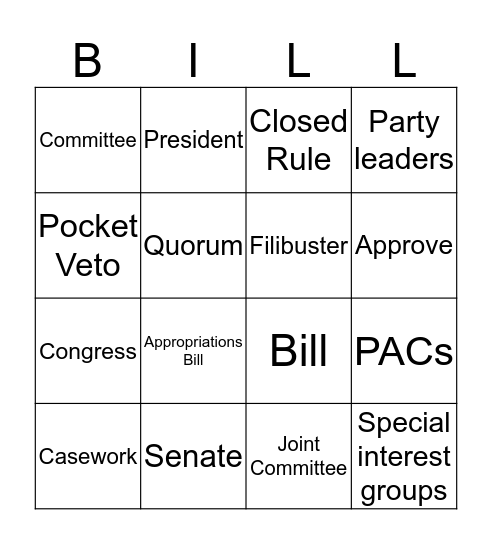 Passed by Congress Bingo Card