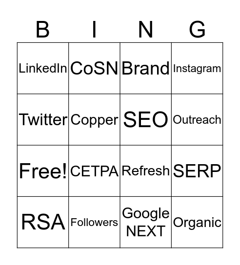 Post Lunch Slump Marketing Bingo! Bingo Card