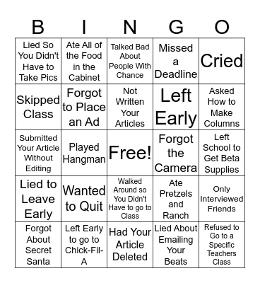 NewspaperBingo Card