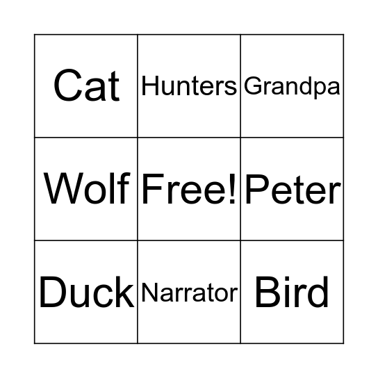 Peter and the Wolf  Bingo Card