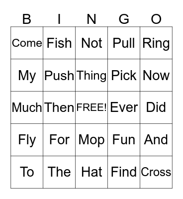 Lilly's BINGO Card